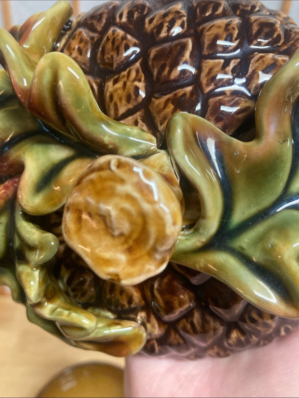 Ceramic Acorn Canister with Oak Leaf Lid - Picture 10 of 11